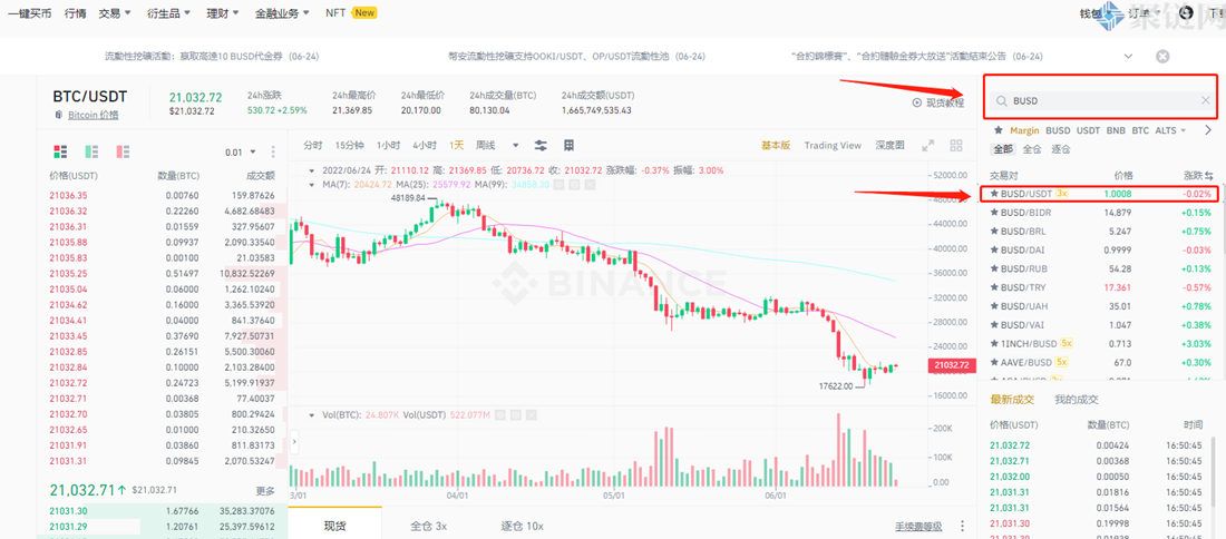 币安BUSD怎么转换USDT？