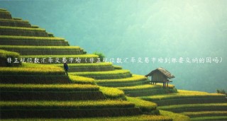 非正规位数汇率交易市场（非正规位数汇率交易市场到账要交纳的国吗）