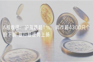 A股收评：沪指跌超1%，两市超4300只个股下跌 银行股逆势上扬