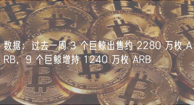 数据：过去一周 3 个巨鲸出售约 2280 万枚 ARB，9 个巨鲸增持 1240 万枚 ARB
