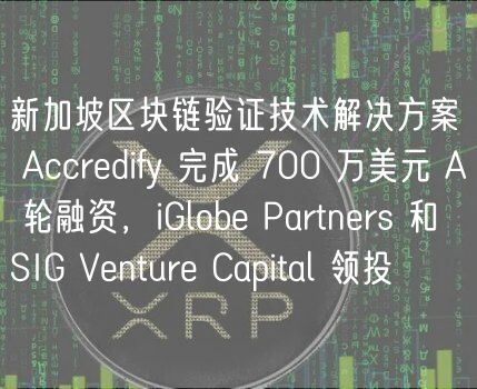 新加坡区块链验证技术解决方案 Accrdify 完成 700 万美元 A 轮融资，iGlob Partnrs 和 SIG Vntur Capital 领投
